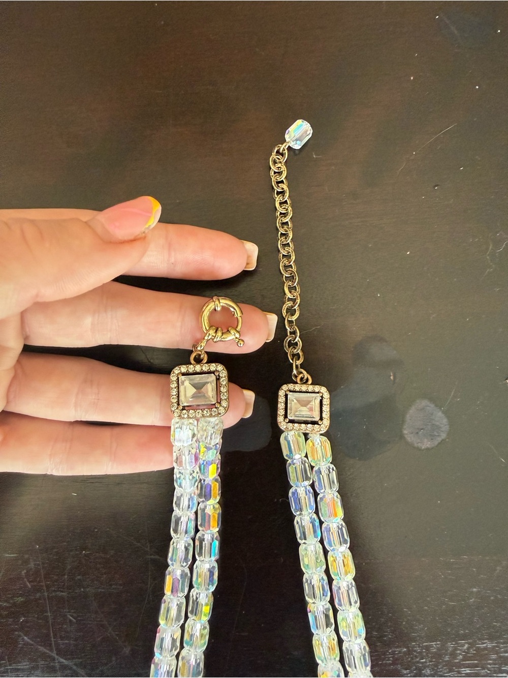 Iridescent Crystal Double Strand Butterfly Statement Necklace by Aurora Borealis - Picture 6 of 7